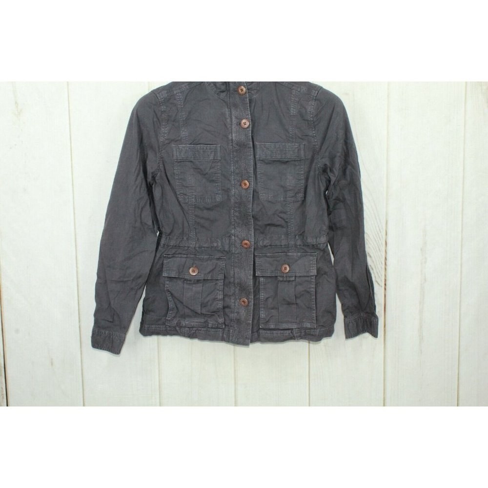 LL Bean Gray Cotton Drawstring Waist Ripstop Field Utility Jacket Size S - Picture 4 of 12